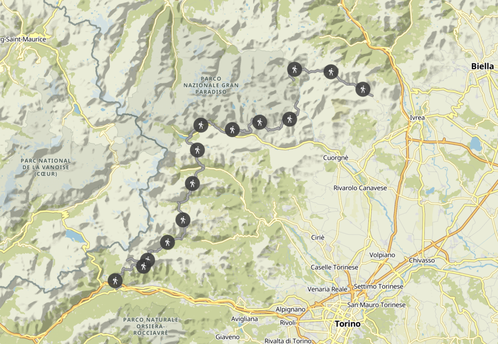 Streckenabschnitt GTA 2020 (Traversella - Susa)